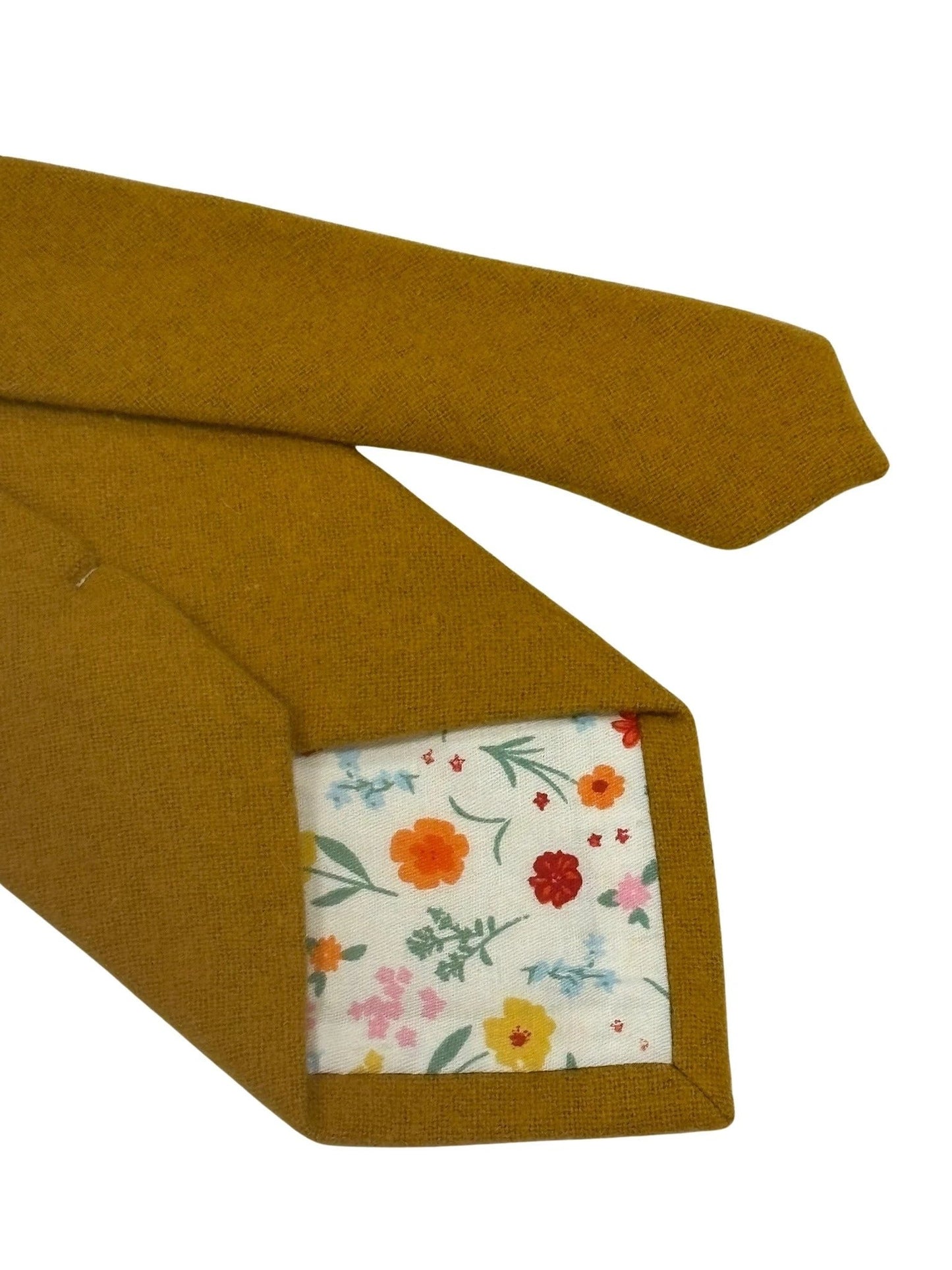 Frederick Thomas Handmade 100 Percent Wool Tie In Mustard With Floral Pattern - Timeless Craftsmanship by Frederick Thomas Handmade Mens Ties