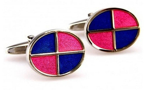 pink and blue quartered cufflinks by Frederick Thomas Handmade Mens Ties