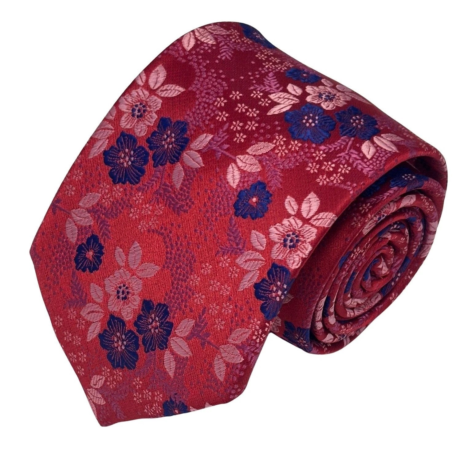 Frederick Thomas Handmade Dark Pink Cerise Tie With Floral Design - Bold And Elegant For The Luxury Professional by Frederick Thomas Handmade Mens Ties