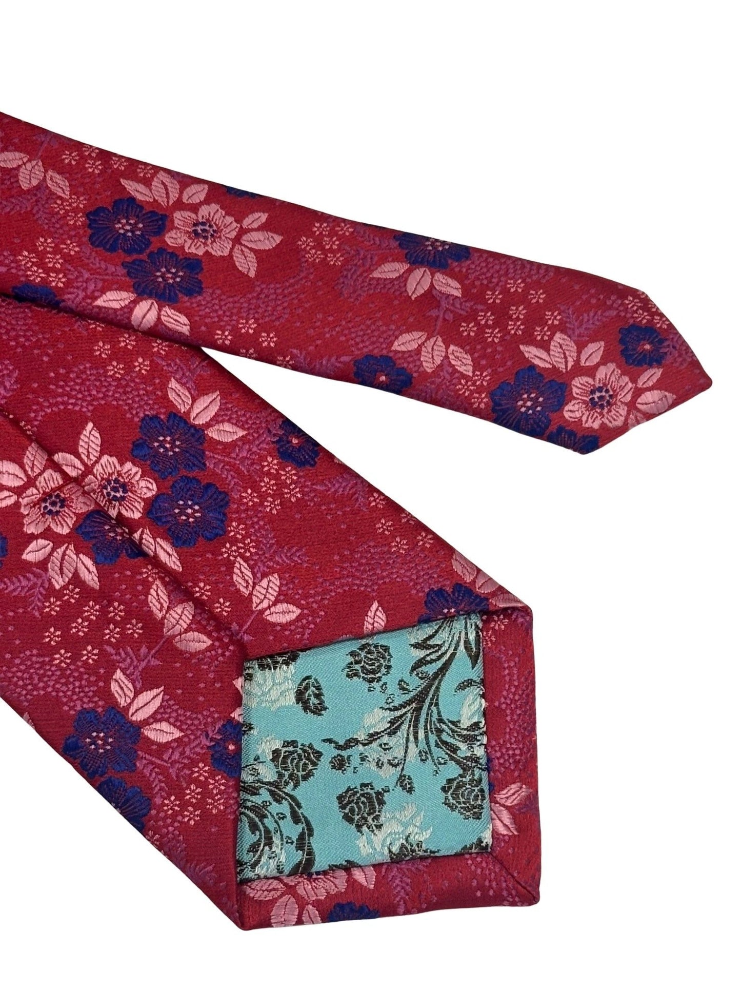 Frederick Thomas Handmade Dark Pink Cerise Tie With Floral Design - Bold And Elegant For The Luxury Professional by Frederick Thomas Handmade Mens Ties