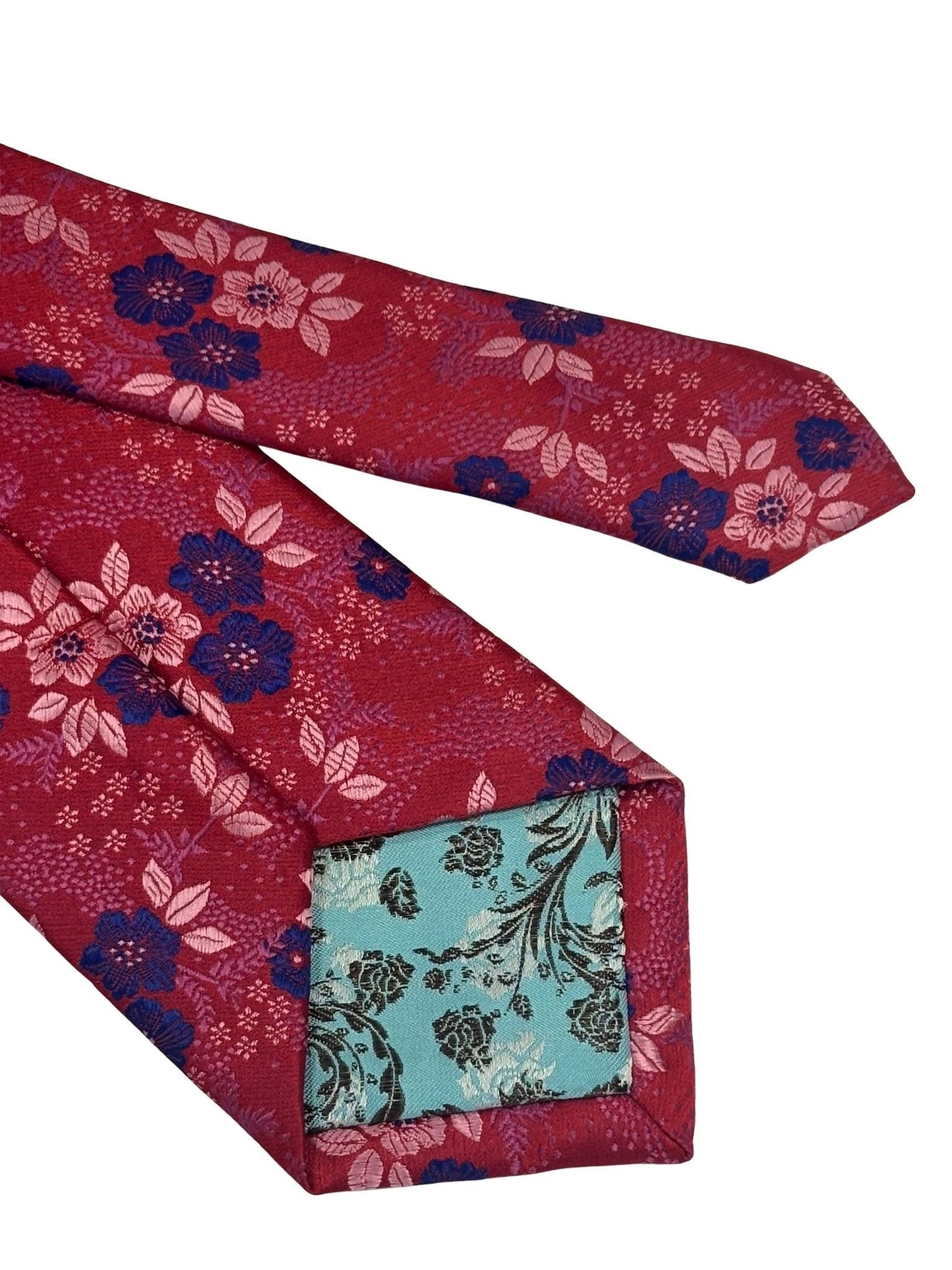 Frederick Thomas Handmade Dark Pink Cerise Tie With Floral Design - Bold And Elegant For The Luxury Professional by Frederick Thomas Handmade Mens Ties