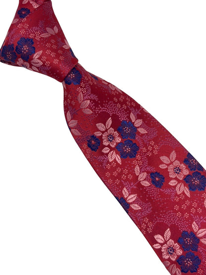 Frederick Thomas Handmade Dark Pink Cerise Tie With Floral Design - Bold And Elegant For The Luxury Professional by Frederick Thomas Handmade Mens Ties