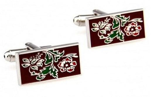 brown floral cufflinks by Frederick Thomas Handmade Mens Ties