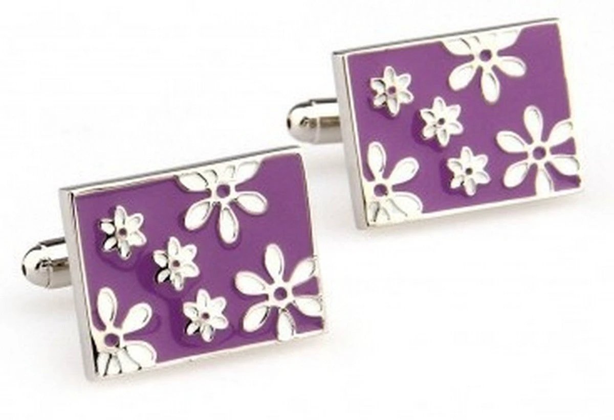 purple floral cufflinks by Frederick Thomas Handmade Mens Ties