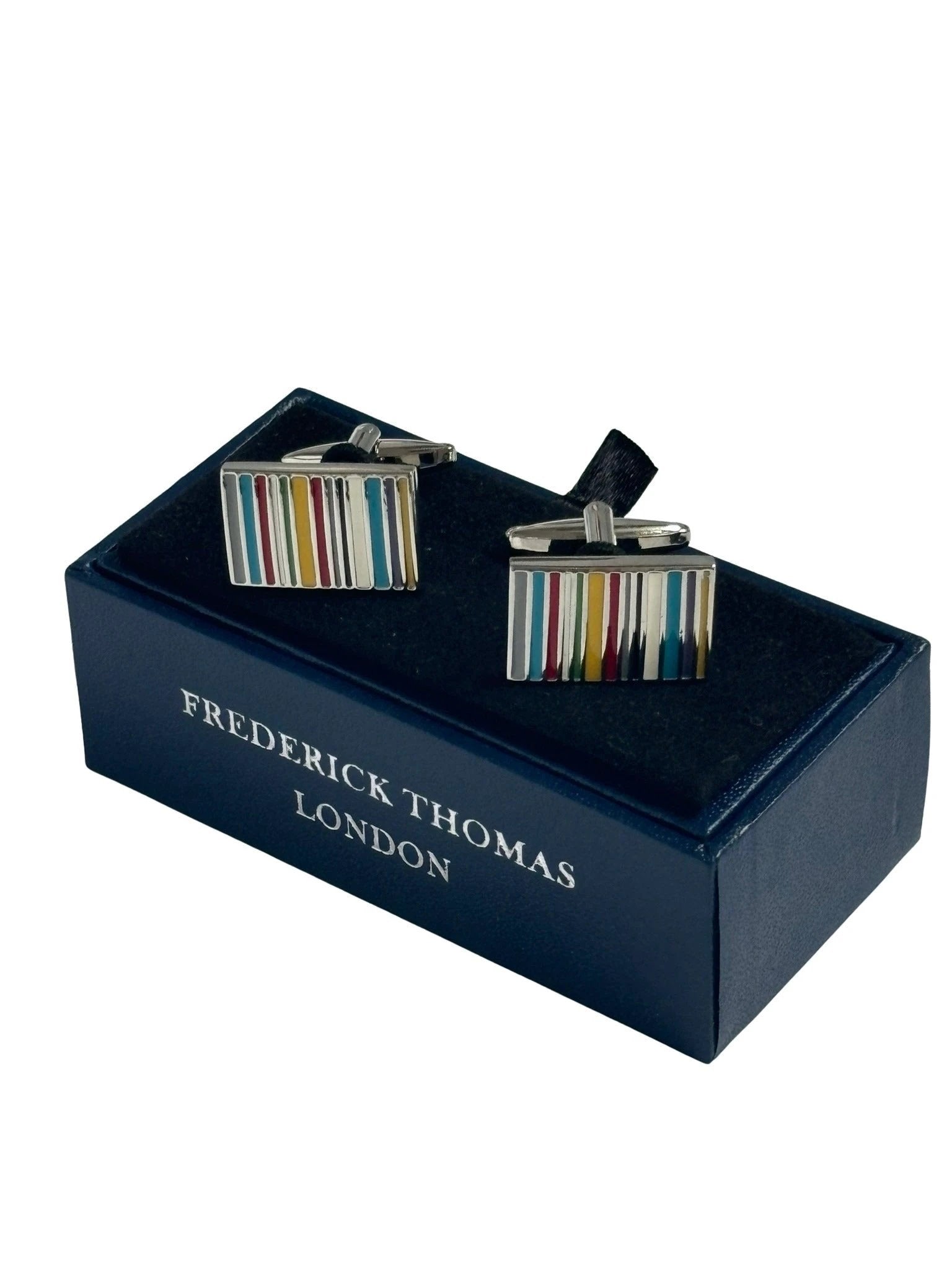 multicoloured striped cufflinks by Frederick Thomas Handmade Mens Ties
