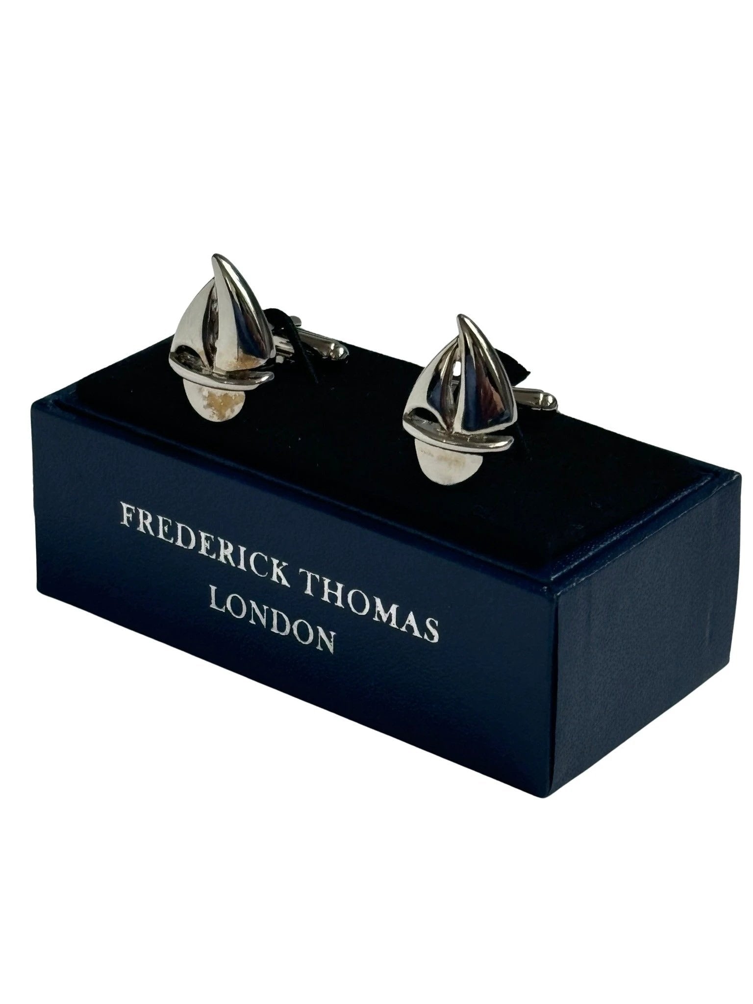 sailing boat silver style colour cufflinks by Frederick Thomas Handmade Mens Ties