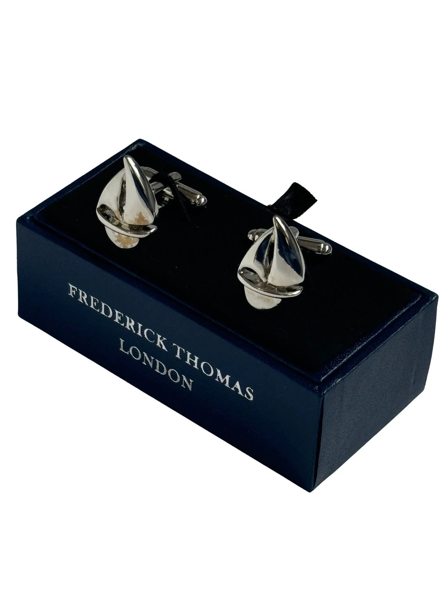 sailing boat silver style colour cufflinks by Frederick Thomas Handmade Mens Ties
