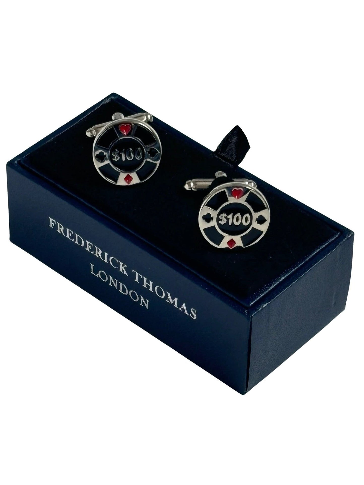 Quirky cufflinks in a casino gambling chip design by Frederick Thomas Handmade Mens Ties