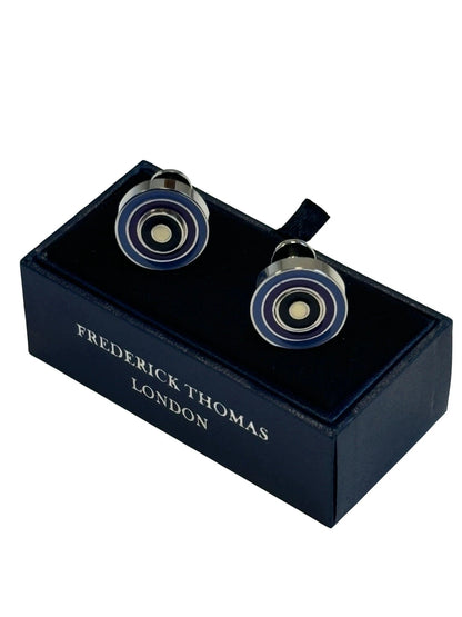 Quirky dual style multicolour circular target design cufflinks by Frederick Thomas Handmade Mens Ties