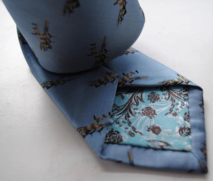 light blue tie with lancaster bomber pattern by Frederick Thomas Handmade Mens Ties