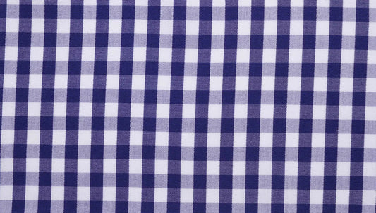 WH Taylor Shirtmakers Navy Gingham Check Poplin Men's Bespoke Shirt by whtshirtmakers.com