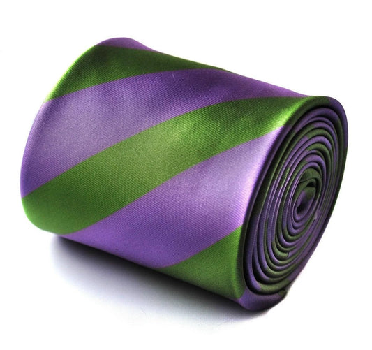 green and purple barber stripe tie by Frederick Thomas Handmade Mens Ties