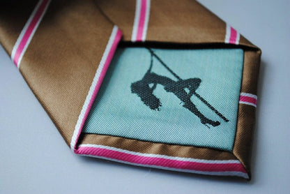 brown, white and pink striped tie by Frederick Thomas Handmade Mens Ties