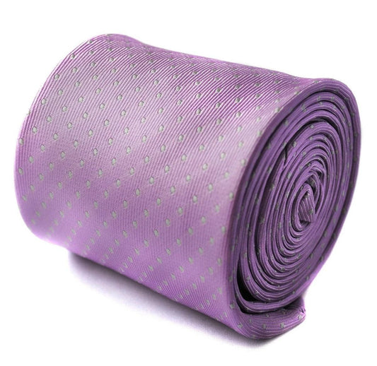 lilac with grey pin spots tie by Frederick Thomas Handmade Mens Ties