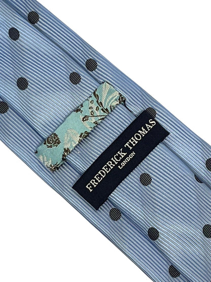 light blue tie with black polka dots by Frederick Thomas Handmade Mens Ties