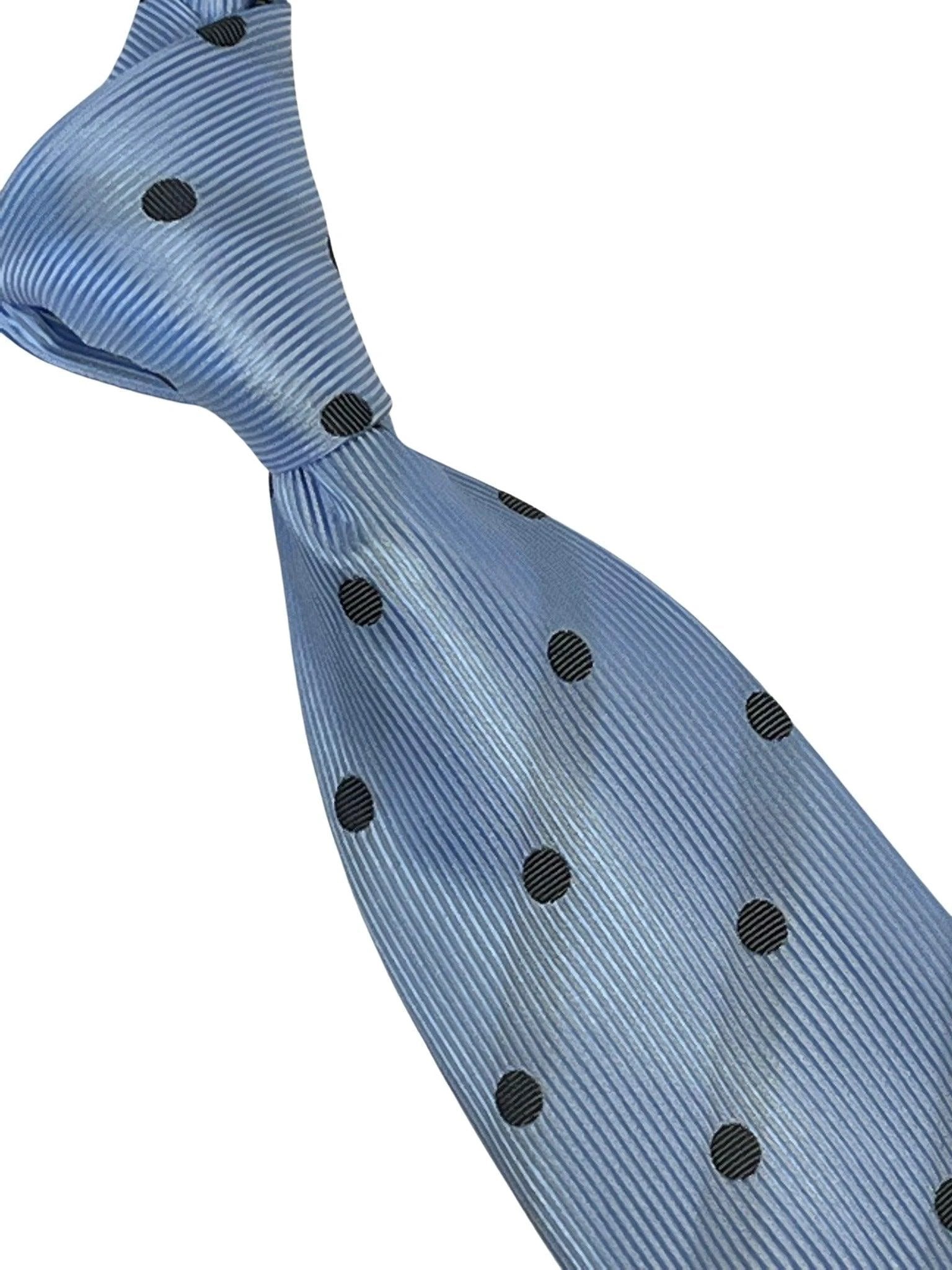 light blue tie with black polka dots by Frederick Thomas Handmade Mens Ties