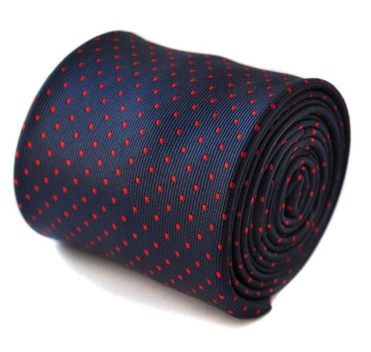 navy and red pin spot design tie by Frederick Thomas Handmade Mens Ties