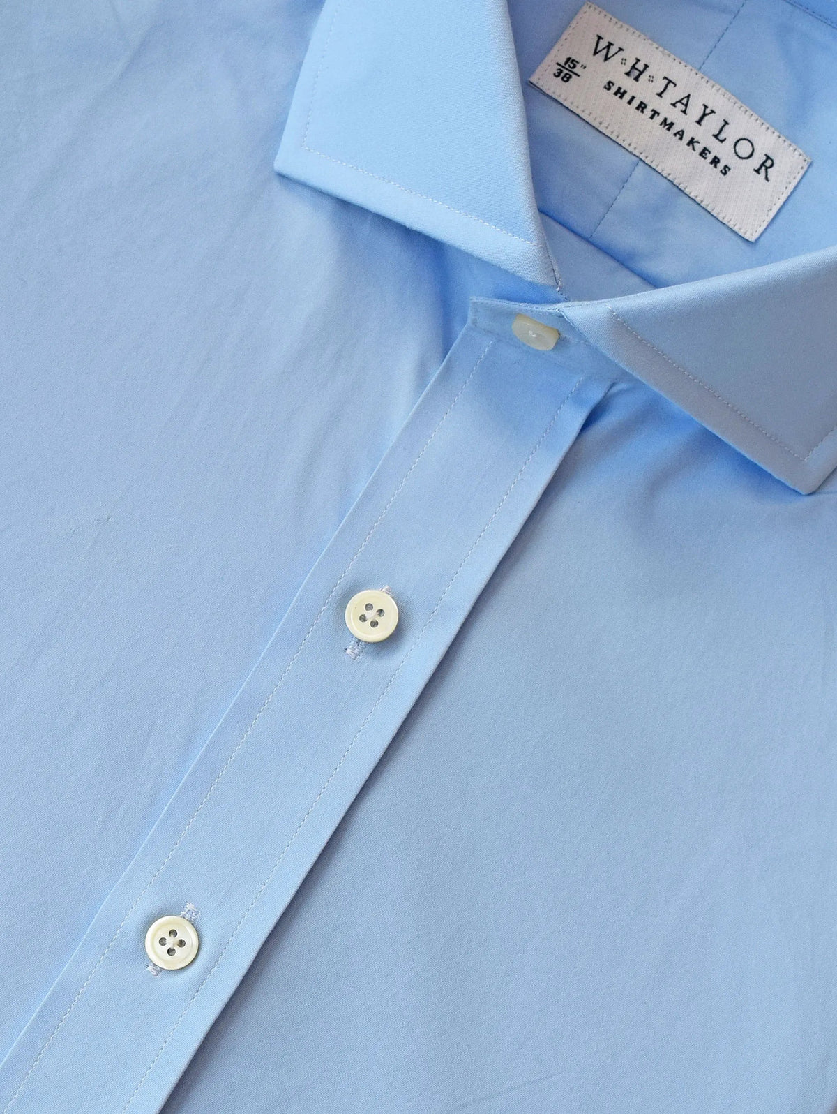 WH Taylor Shirtmakers Plain Sky Blue Poplin Men's Bespoke Shirt by whtshirtmakers.com