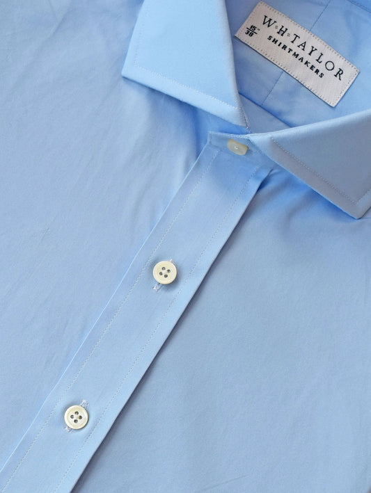 WH Taylor Shirtmakers Pack of Three Plain Sky Blue Poplin Men's Bespoke Shirt by whtshirtmakers.com