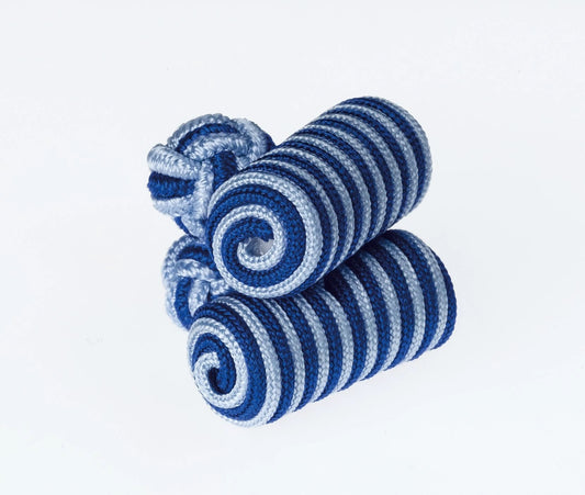 Cufflinks Sky and Royal Barrels Striped Rope Design by Ringhart Shirting Fabrics