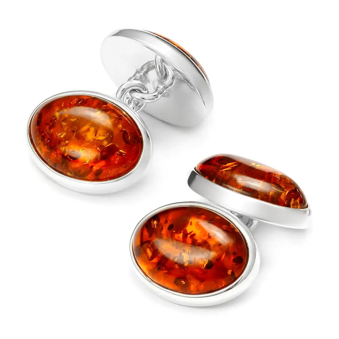 Baltic Amber Chain Sterling Silver Cufflinks by Benson & Clegg