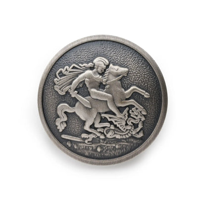 St George & The Dragon Blazer Button In Antique Silver by Benson & Clegg
