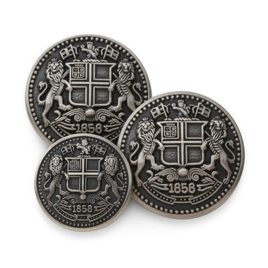 East India Company Blazer Button Set In Antique Silver by Benson & Clegg