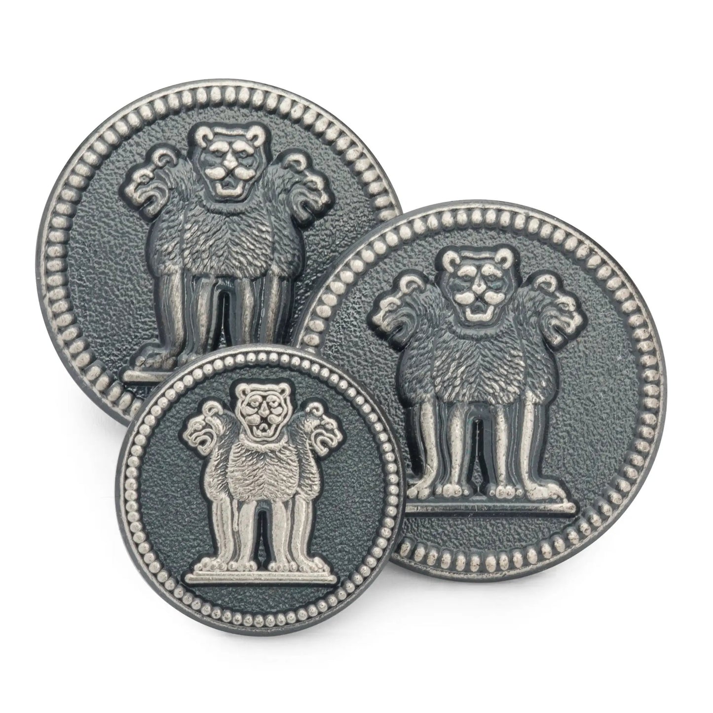 Three Lions Of Ashoka Blazer Button Set In Antique Silver by Benson & Clegg