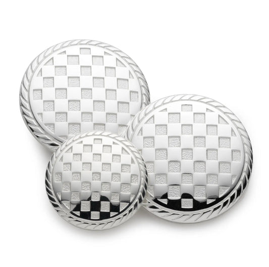 Checkerboard Blazer Button Set In Silver by Benson & Clegg