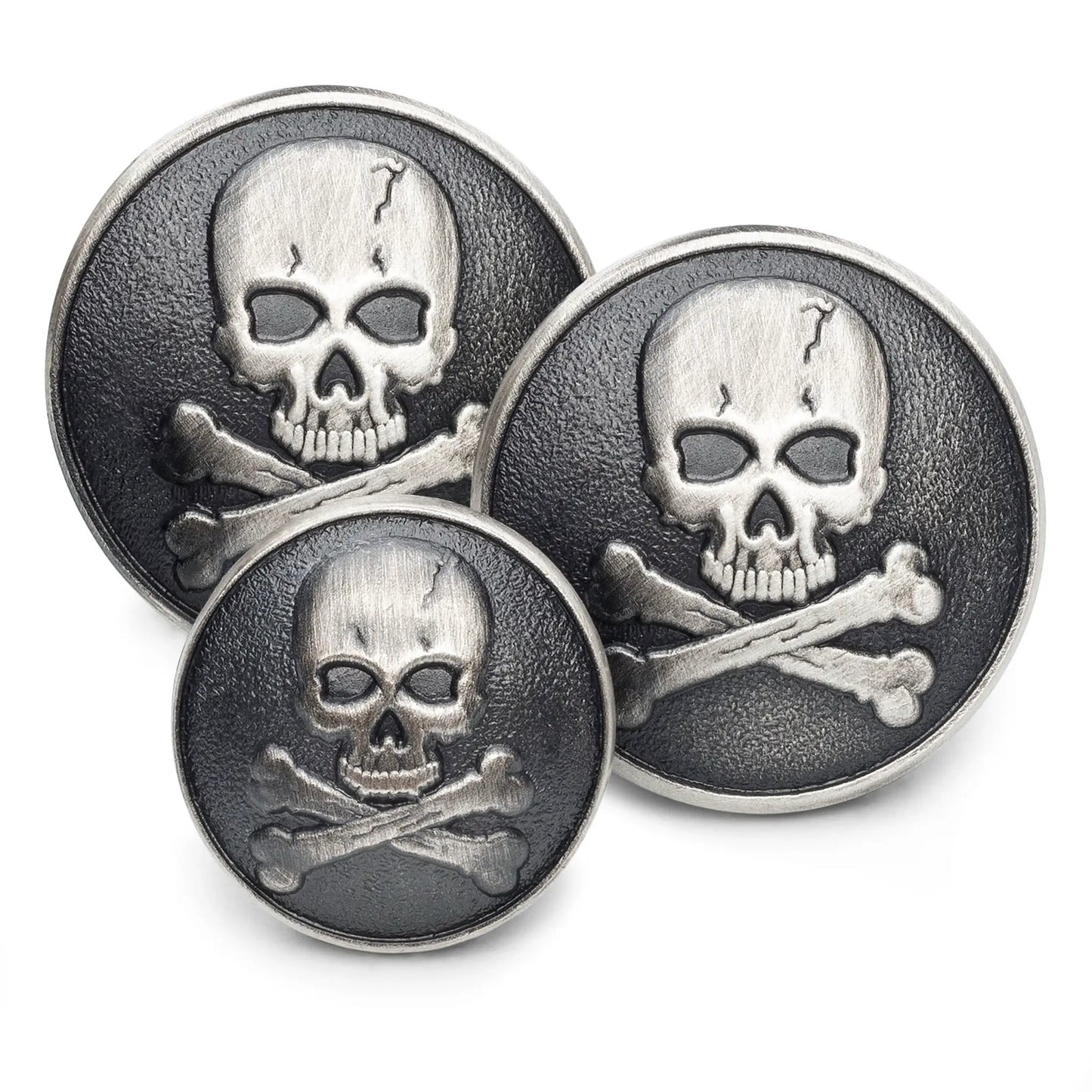 Skull & Crossbones Blazer Button In Antique Silver by Benson & Clegg