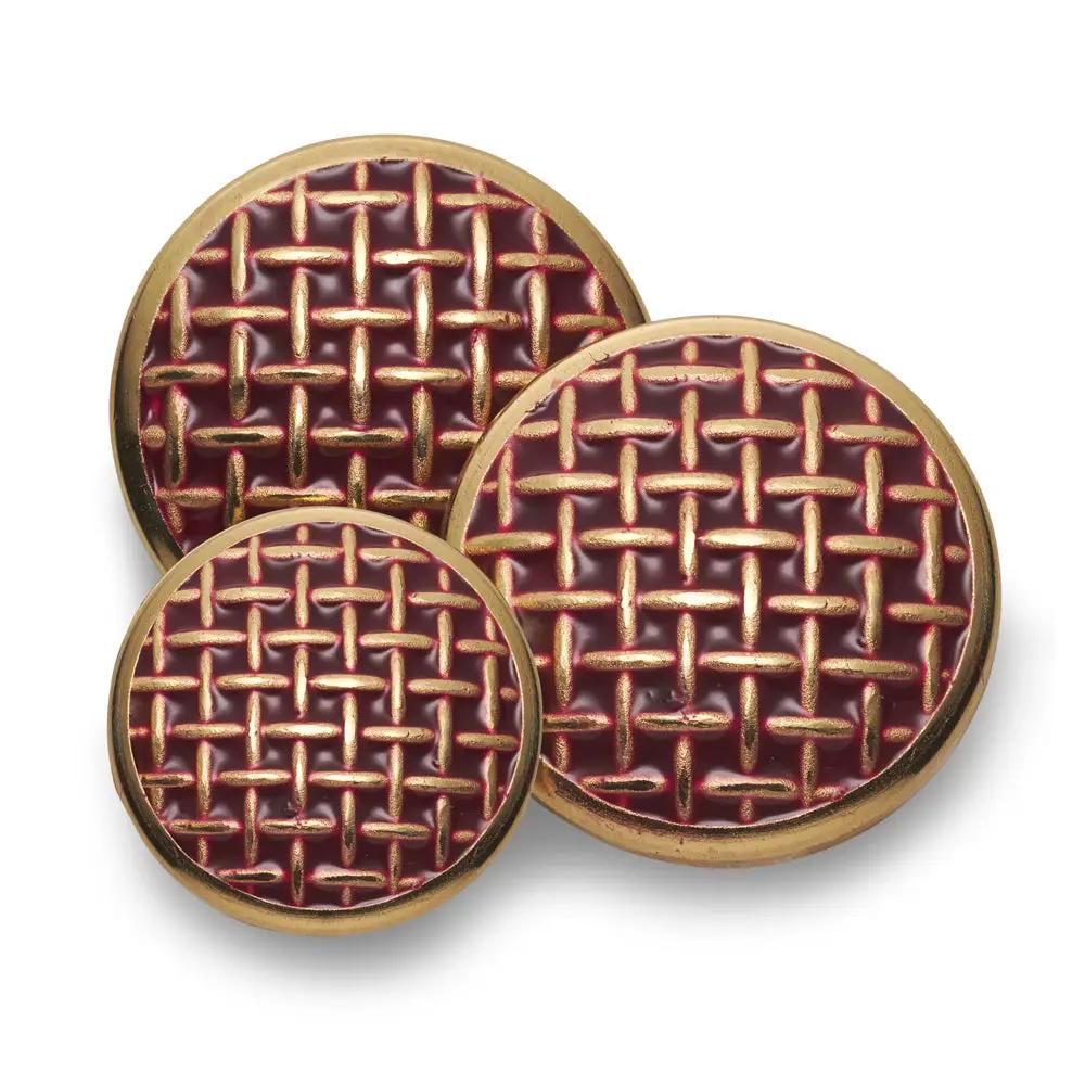Criss Cross Blazer Button Set In Red Enamel by Benson & Clegg