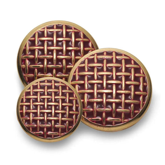 Criss Cross Blazer Button Set In Red Enamel by Benson & Clegg