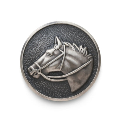 Horse Head Blazer Button In Antique Silver by Benson & Clegg