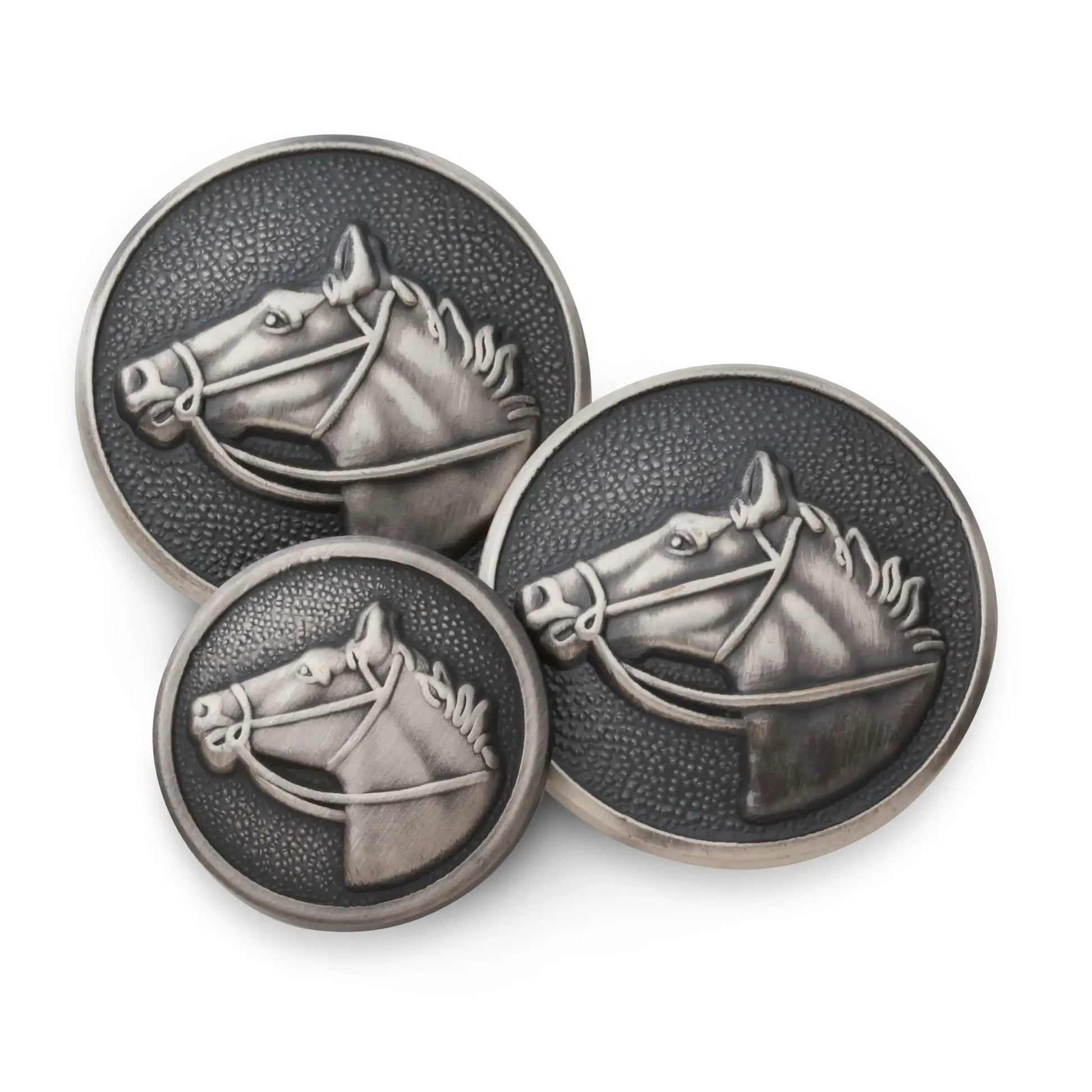 Horse Head Blazer Button Set In Antique Silver by Benson & Clegg
