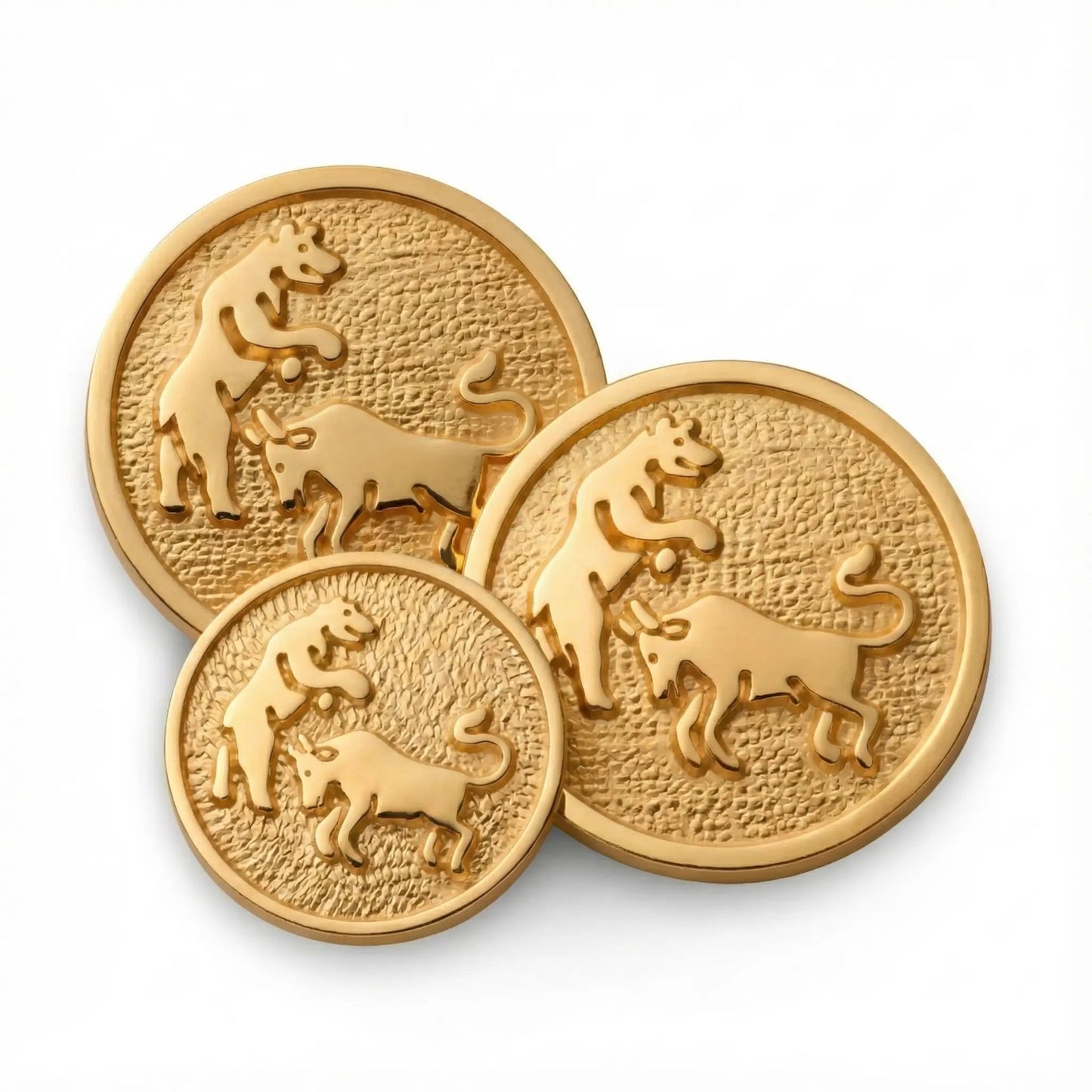 Bull And Bear Blazer Button Set In Gold by Benson & Clegg