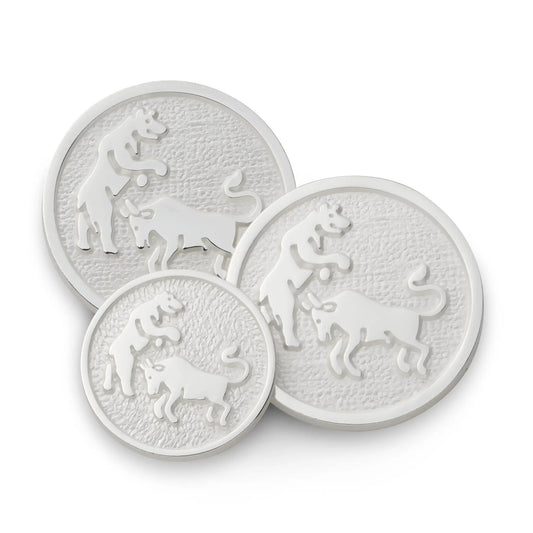 Bull And Bear Blazer Button In Silver by Benson & Clegg