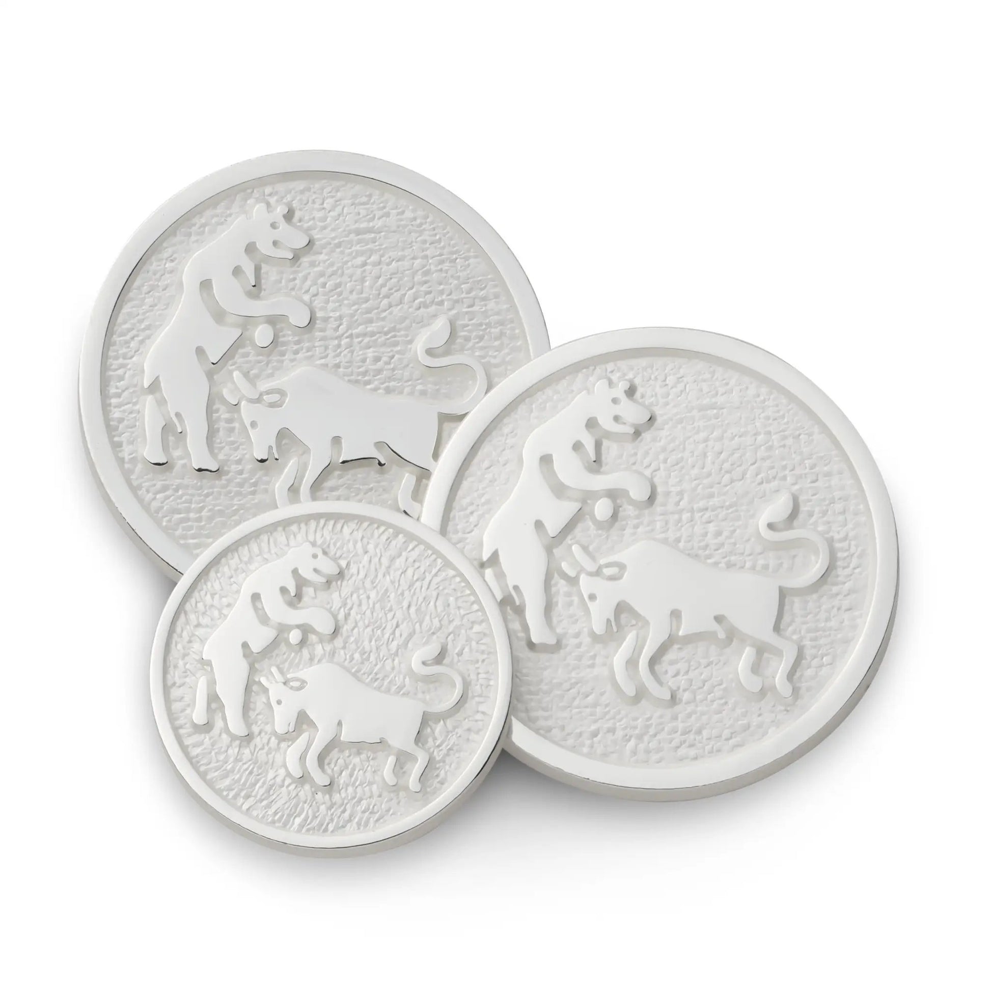 Bull And Bear Blazer Button Set In Silver by Benson & Clegg