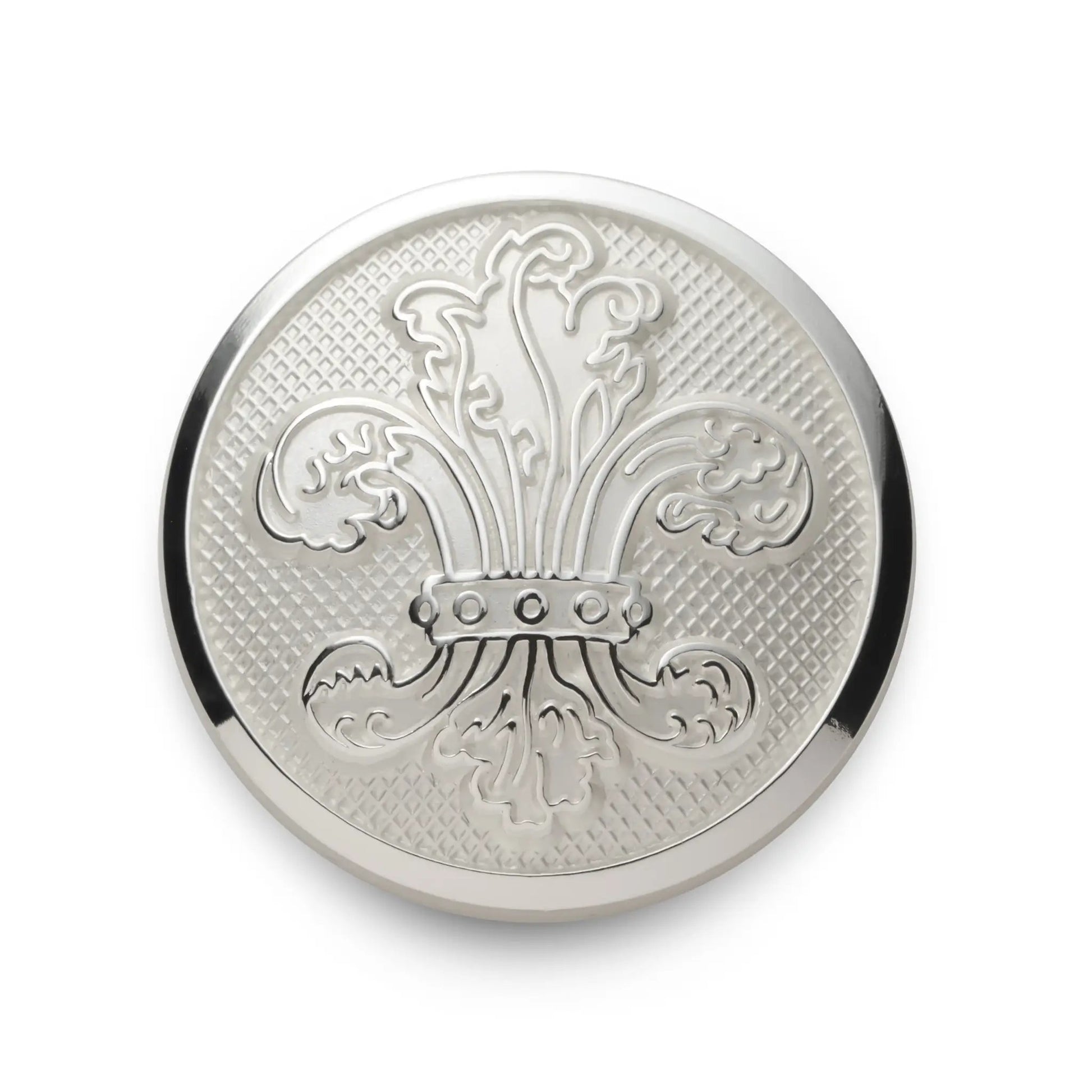 Fleur De Lys Blazer Button Set In Silver by Benson & Clegg