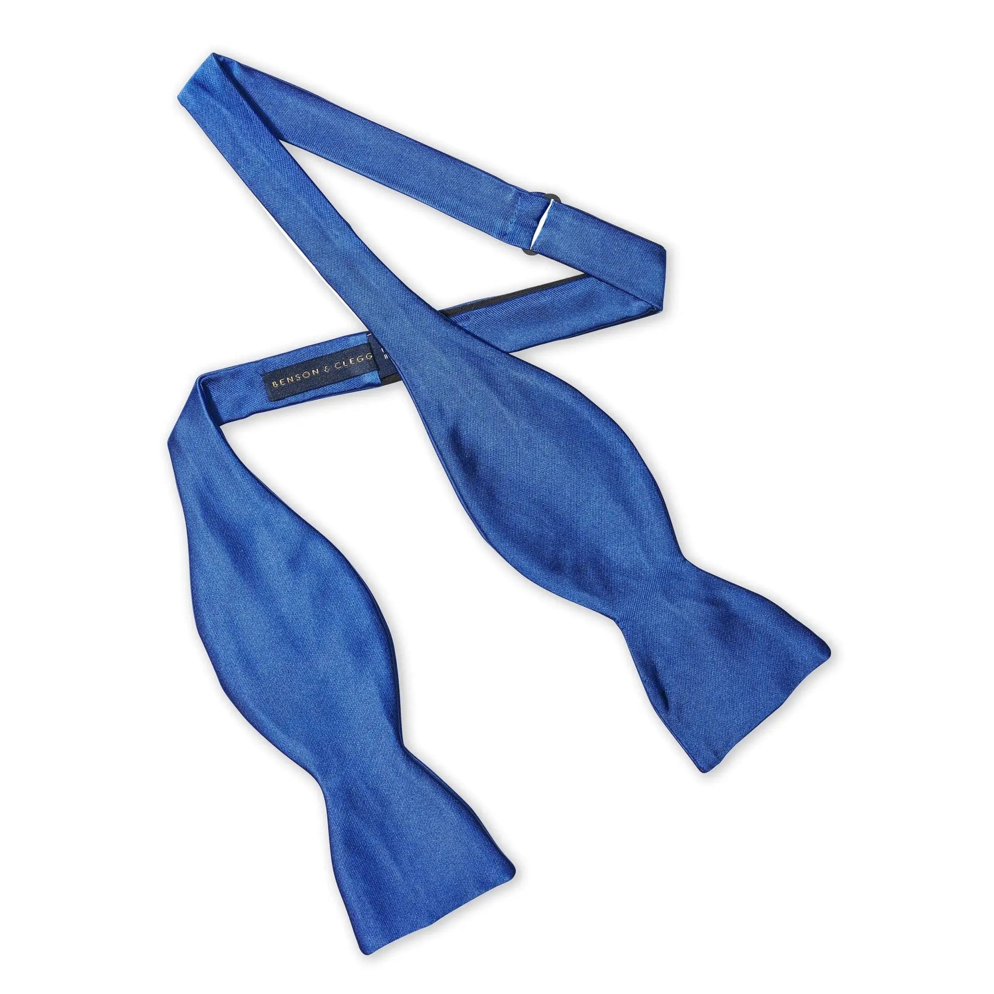 Blue Satin Silk Self-Tie Bow Tie by Benson & Clegg