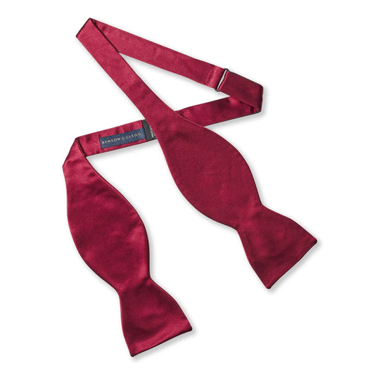 Burgundy Satin Silk Self-Tie Bow Tie by Benson & Clegg