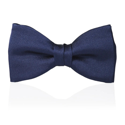 Navy Satin Silk Pre-Tied Bow Tie by Benson & Clegg