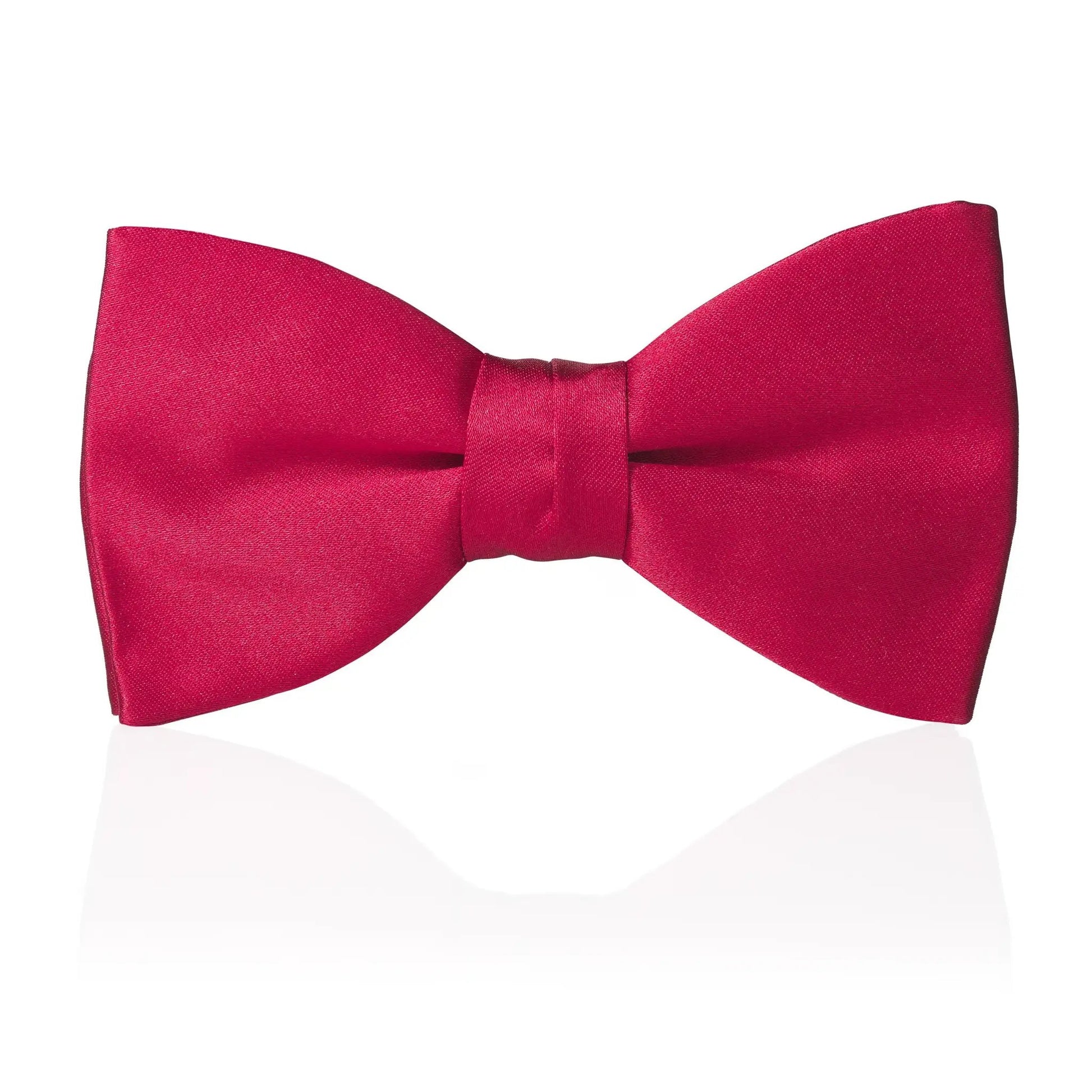 Red Satin Silk Pre-Tied Bow Tie by Benson & Clegg