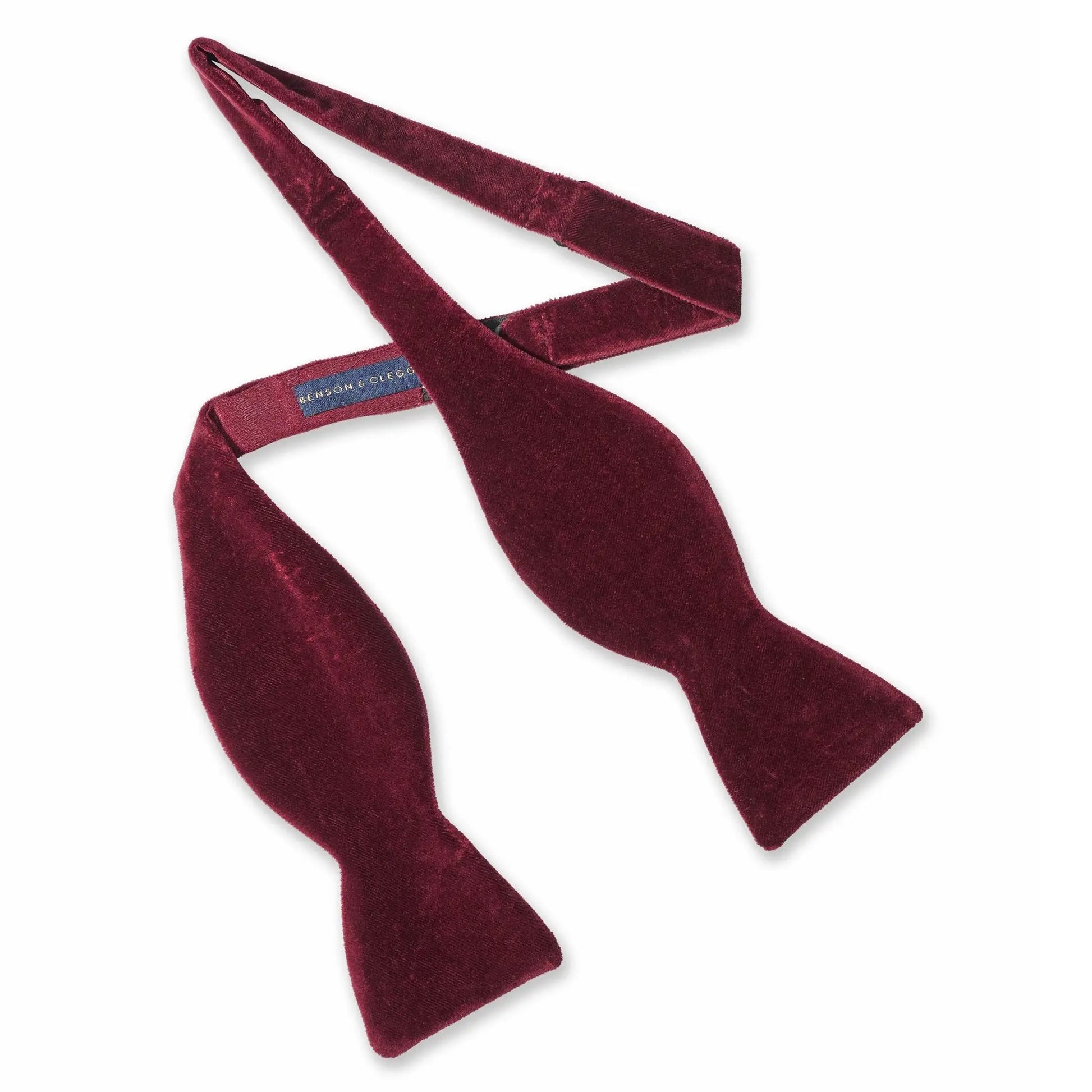 Wine Velvet Self-Tie Bow Tie by Benson & Clegg