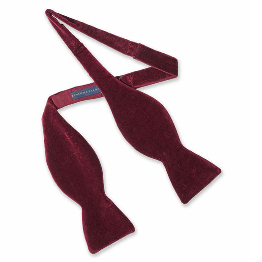 Wine Velvet Self-Tie Bow Tie by Benson & Clegg