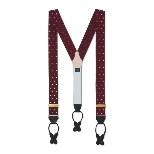 Wine & White Spot Moire Braces by Benson & Clegg