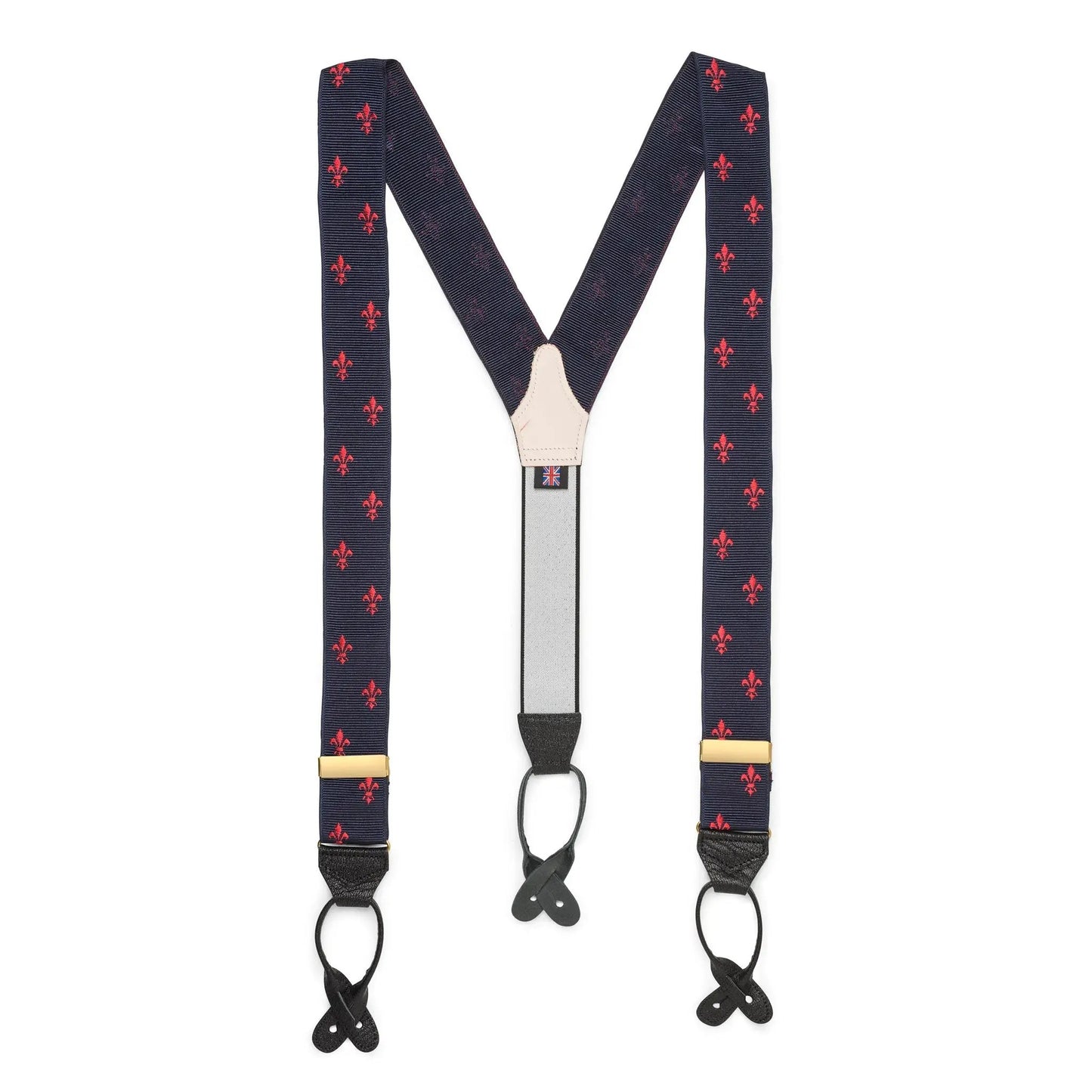 Fleur De Lys Braces In Navy by Benson & Clegg