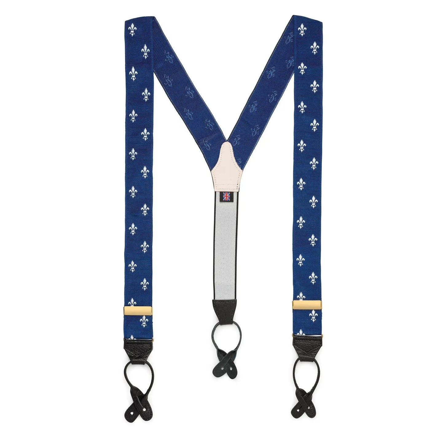 Fleur De Lys Braces In Blue by Benson & Clegg