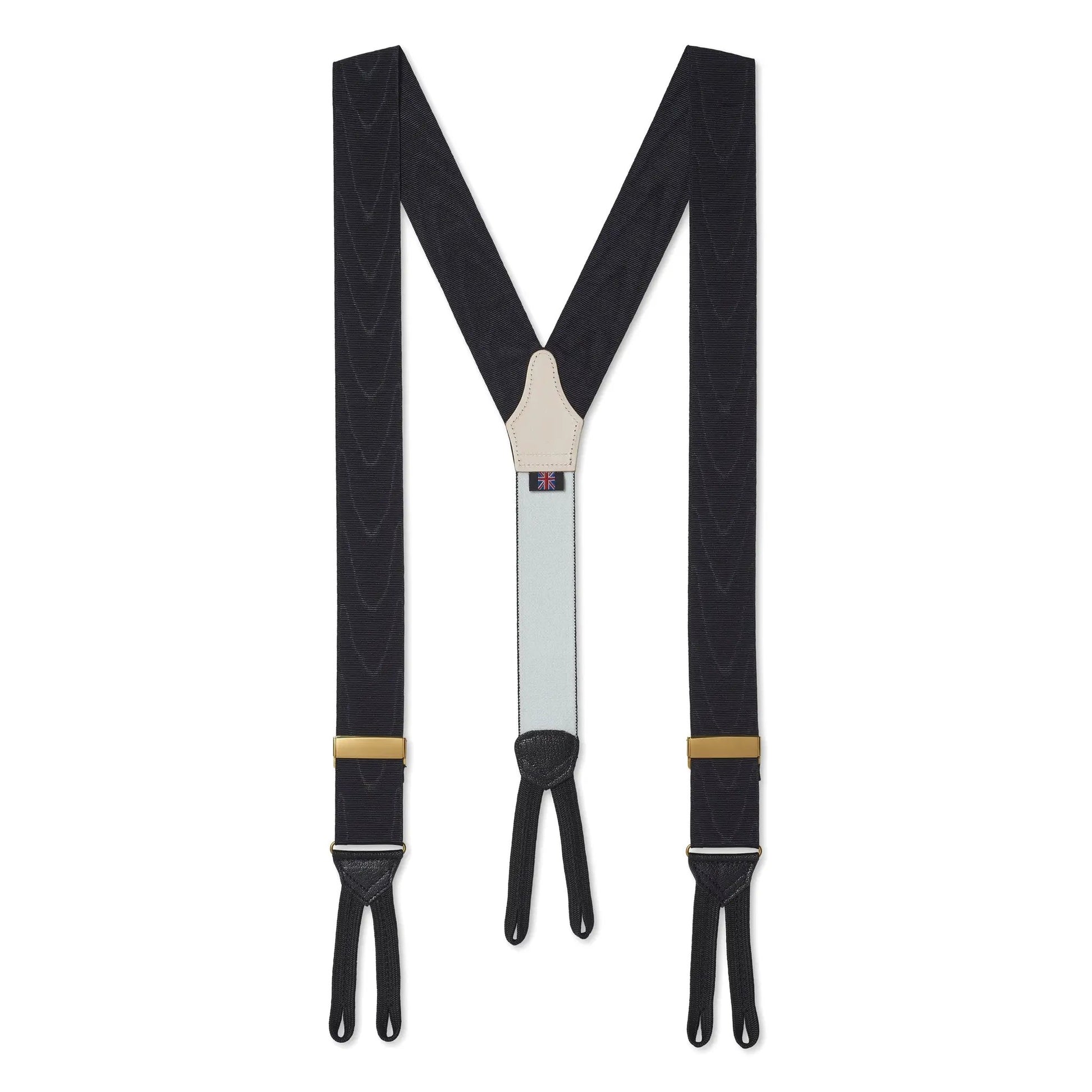 Silk Moire Braces In Black by Benson & Clegg