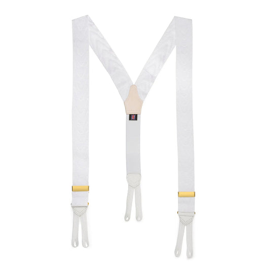 Silk Moire Braces In White by Benson & Clegg