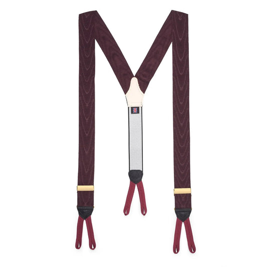 Silk Moire Braces In Wine by Benson & Clegg